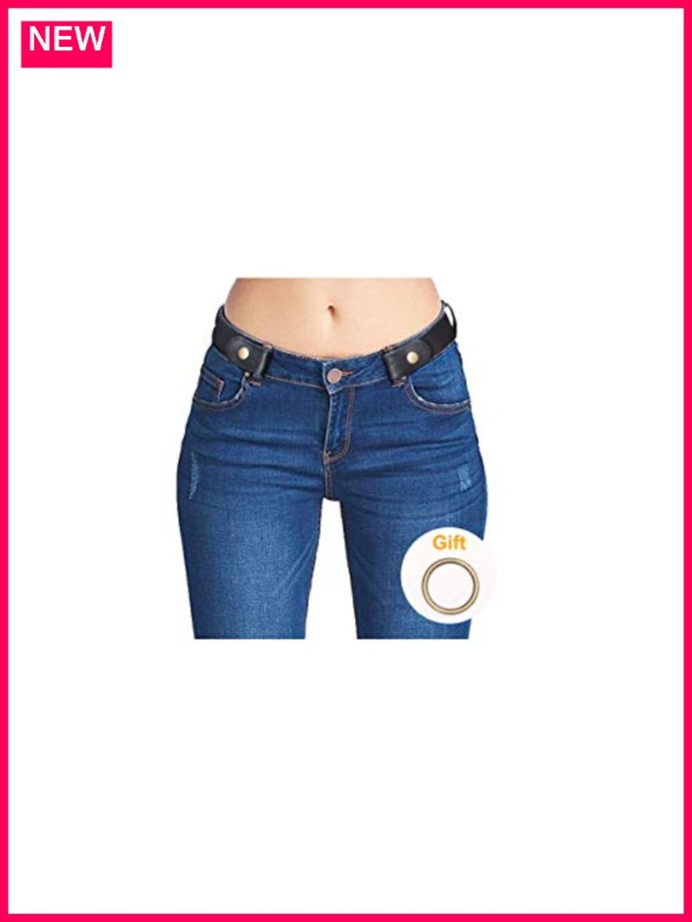 No Buckle Elastic Stretch Belt for Men Women Invisible Snap Closure